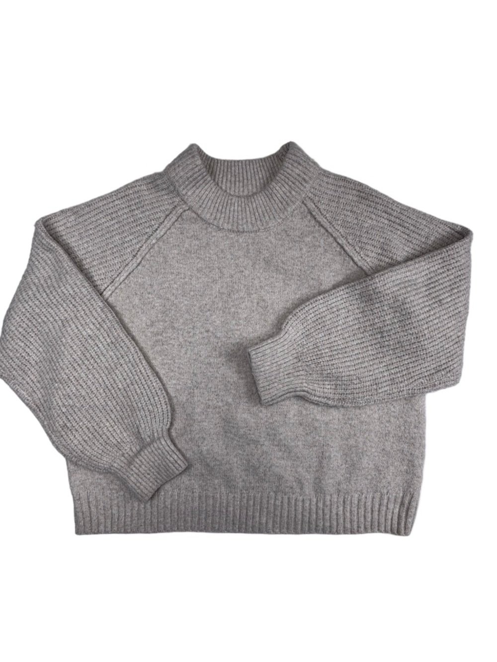 Sincerely Jules Cream Mock Neck Raglan Knit Sweater Cozy Boxy Pullover L
